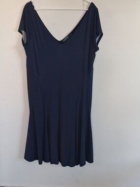 Lauren Ralph Navy Polka Dot Womans Dress XL